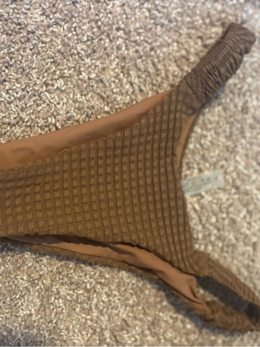 Textured Brown Bikini Bottom - Ribbed Swimwear